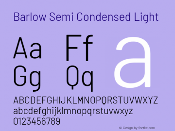 Barlow Semi Condensed Light Version 1.201 Font Sample