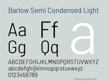 Barlow Semi Condensed Light Version 1.201 Font Sample