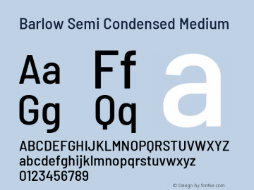 Barlow Semi Condensed Medium Version 1.201 Font Sample