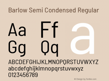 Barlow Semi Condensed Regular Version 1.201 Font Sample