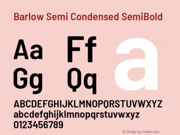 Barlow Semi Condensed SemiBold Version 1.201 Font Sample