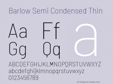 Barlow Semi Condensed Thin Version 1.201 Font Sample