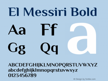 El Messiri Bold Version 2.008;PS 002.008;hotconv 1.0.88;makeotf.lib2.5.64775 Font Sample