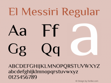 El Messiri Regular Version 2.008 Font Sample