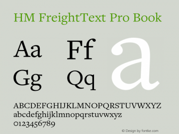 HM FreightText Pro Book Version 3.000 Font Sample