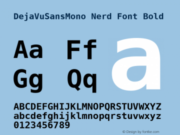 DejaVu Sans Mono Bold Nerd Font Complete Version 2.37 Font Sample