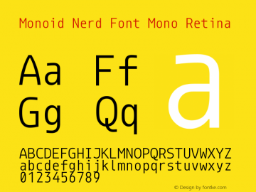 Monoid Retina Nerd Font Complete Mono Version 0.62;Nerd Fonts 1.2. Font Sample