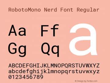 Roboto Mono Nerd Font Complete Version 2.000986; 2015; ttfautohint (v1.3) Font Sample