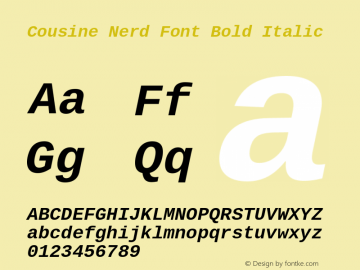 Cousine Bold Italic Nerd Font Complete Version 1.21图片样张