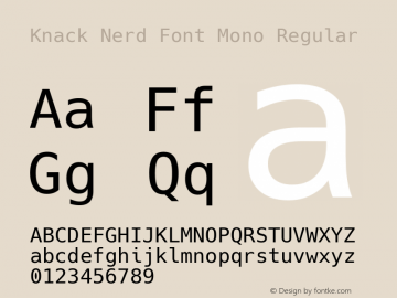Knack Regular Nerd Font Complete Mono Version 2.020; ttfautohint (v1.5) -l 4 -r 80 -G 350 -x 0 -H 181 -D latn -f latn -m 