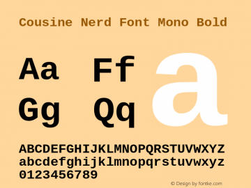 Cousine Bold Nerd Font Complete Mono Version 1.21图片样张