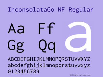 InconsolataGo Nerd Font Complete Windows Compatible Version 1.013 Font Sample