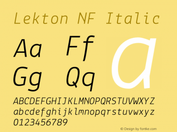 Lekton-Italic Nerd Font Complete Mono Windows Compatible Version 3.000 Font Sample