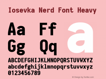 Iosevka Heavy Nerd Font Complete 1.8.4; ttfautohint (v1.5) Font Sample