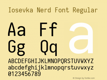 Iosevka Nerd Font Complete 1.8.4; ttfautohint (v1.5) Font Sample