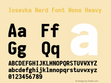 Iosevka Heavy Nerd Font Complete Mono 1.8.4; ttfautohint (v1.5) Font Sample