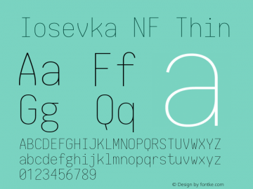 Iosevka Thin Nerd Font Complete Windows Compatible 1.8.4; ttfautohint (v1.5) Font Sample