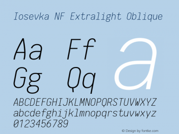 Iosevka Extralight Oblique Nerd Font Complete Windows Compatible 1.8.4; ttfautohint (v1.5)图片样张