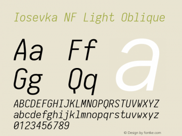Iosevka Light Oblique Nerd Font Complete Mono Windows Compatible 1.8.4; ttfautohint (v1.5)图片样张