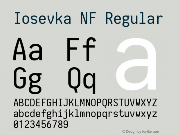 Iosevka Nerd Font Complete Mono Windows Compatible 1.8.4; ttfautohint (v1.5) Font Sample