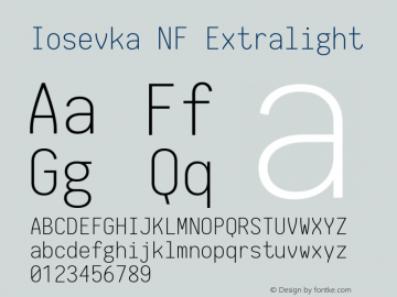 Iosevka Extralight Nerd Font Complete Mono Windows Compatible 1.8.4; ttfautohint (v1.5)图片样张