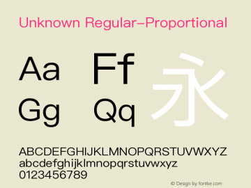  Regular-Proportional Version 1.0 Font Sample