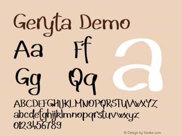 Geryta Demo Version 1.000 Font Sample