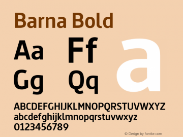 Barna Bold Version 2.000 Font Sample