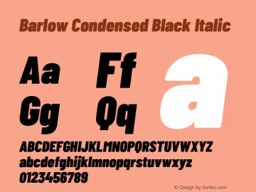 Barlow Condensed Black Italic Version 1.202;PS 001.202;hotconv 1.0.88;makeotf.lib2.5.64775 Font Sample