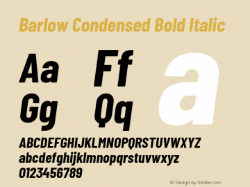 Barlow Condensed Bold Italic Version 1.202 Font Sample