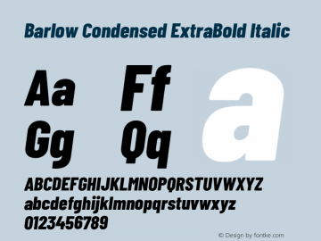 Barlow Condensed ExtraBold Italic Version 1.202;PS 001.202;hotconv 1.0.88;makeotf.lib2.5.64775 Font Sample