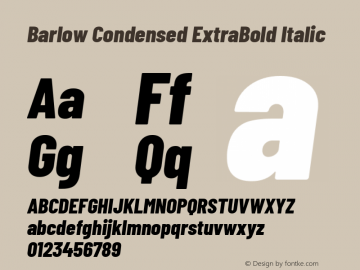 Barlow Condensed ExtraBold Italic Version 1.202 Font Sample