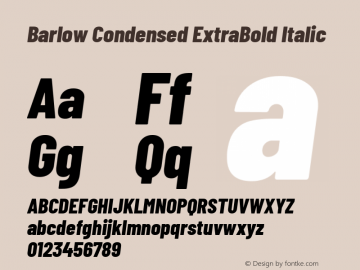 Barlow Condensed ExtraBold Italic Version 1.202 Font Sample