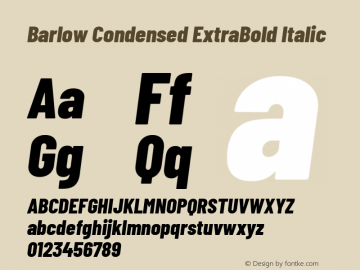 Barlow Condensed ExtraBold Italic Version 1.202 Font Sample