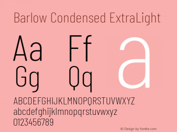 Barlow Condensed ExtraLight Version 1.202 Font Sample