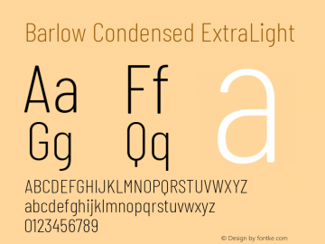 Barlow Condensed ExtraLight Version 1.202 Font Sample