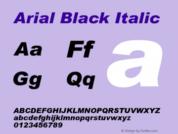 Arial Black Italic Version 1.00 Font Sample