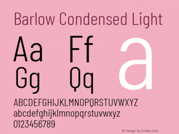 Barlow Condensed Light Version 1.202 Font Sample