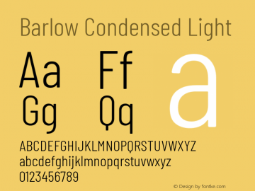 Barlow Condensed Light Version 1.202 Font Sample