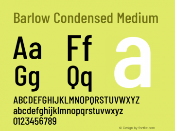 Barlow Condensed Medium Version 1.202;PS 001.202;hotconv 1.0.88;makeotf.lib2.5.64775 Font Sample