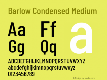 Barlow Condensed Medium Version 1.202 Font Sample