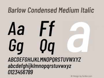 Barlow Condensed Medium Italic Version 1.202;PS 001.202;hotconv 1.0.88;makeotf.lib2.5.64775 Font Sample
