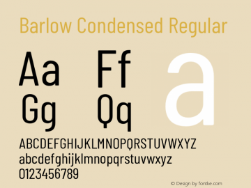 Barlow Condensed Regular Version 1.202;PS 001.202;hotconv 1.0.88;makeotf.lib2.5.64775 Font Sample