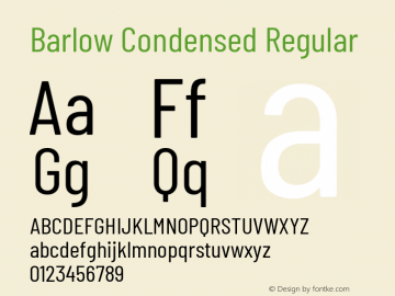 Barlow Condensed Regular Version 1.202 Font Sample