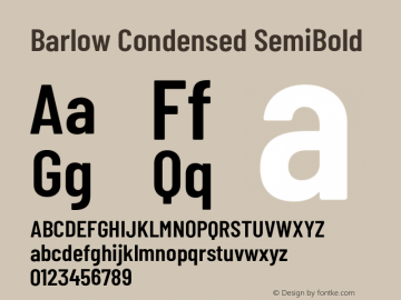 Barlow Condensed SemiBold Version 1.202;PS 001.202;hotconv 1.0.88;makeotf.lib2.5.64775 Font Sample