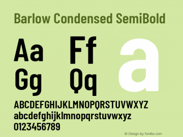 Barlow Condensed SemiBold Version 1.202 Font Sample