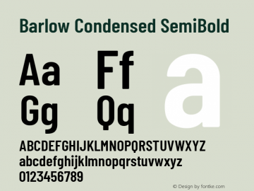 Barlow Condensed SemiBold Version 1.202 Font Sample