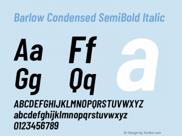 Barlow Condensed SemiBold Italic Version 1.202;PS 001.202;hotconv 1.0.88;makeotf.lib2.5.64775 Font Sample