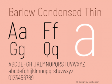 Barlow Condensed Thin Version 1.202 Font Sample