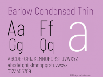 Barlow Condensed Thin Version 1.202 Font Sample